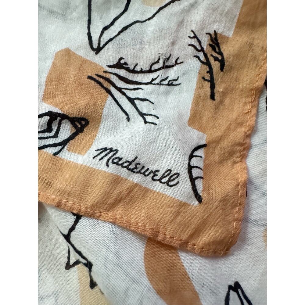 NWT Madewell Organic Cotton Bandana Seahorse Seashell Print Square Beach Orange - Picture 5 of 7